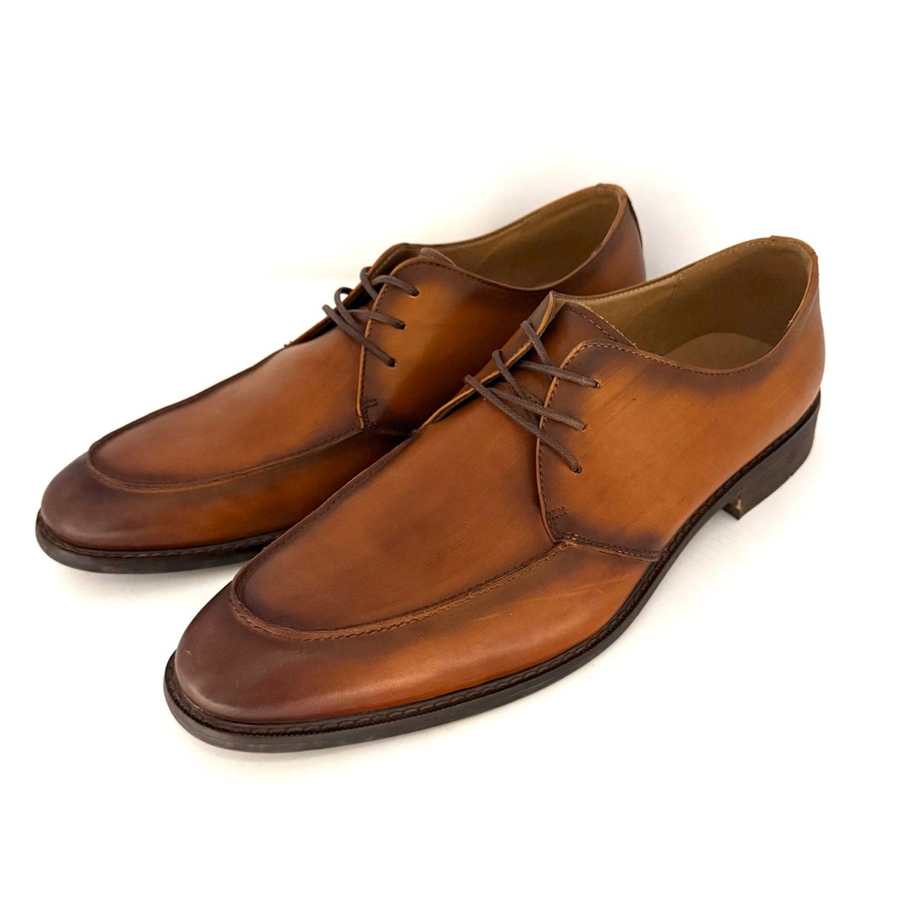 LA Milano Fremont Mens‎ Cognac Leather Apron Split Toe Derby Dress Shoes Size 14